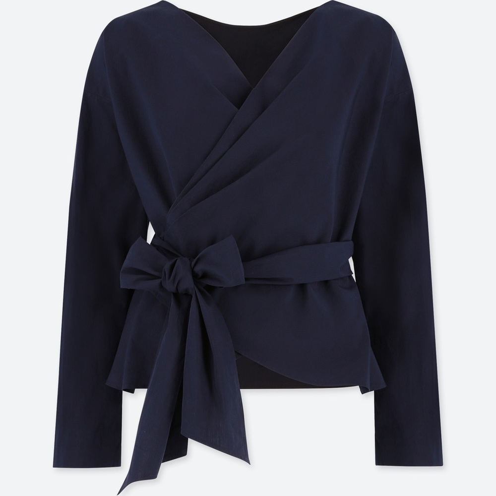 100% cotton long sleeve wrap top